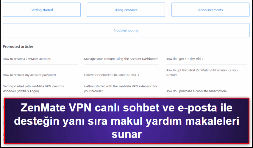 ZenMate VPN Müşteri Desteği
